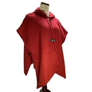John Branigan ireland weavers wool alpaca blend hooded poncho red